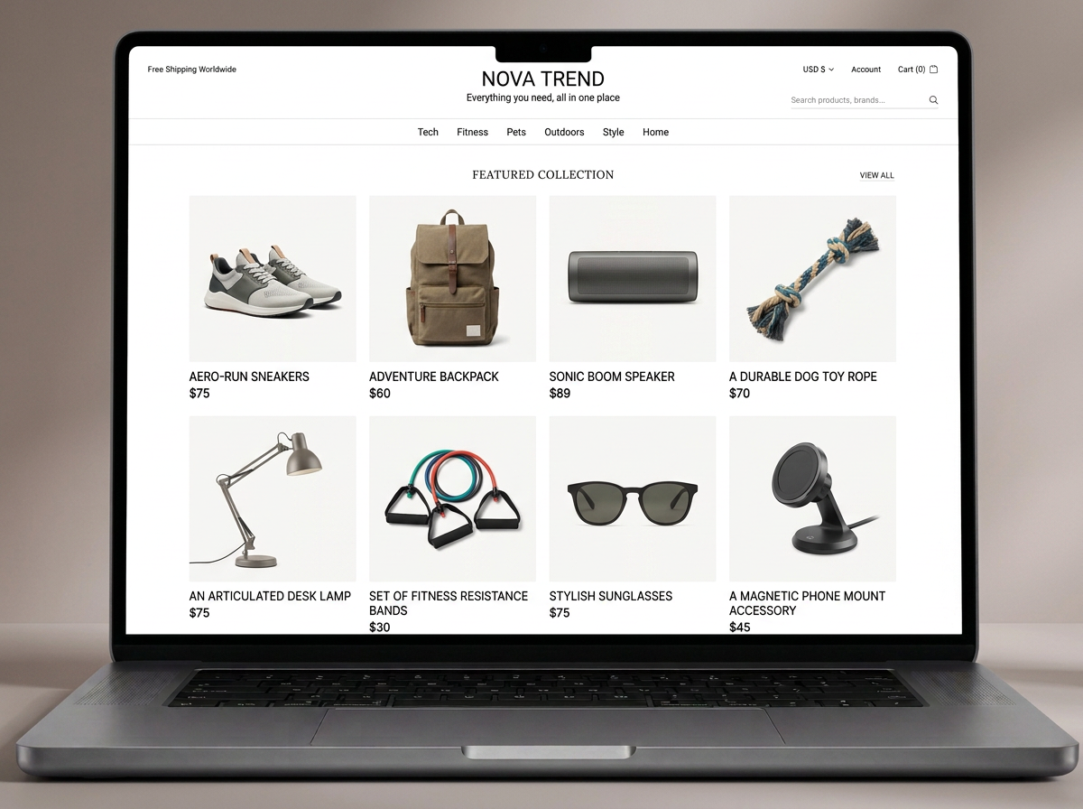 A high-converting general online store shown on a laptop